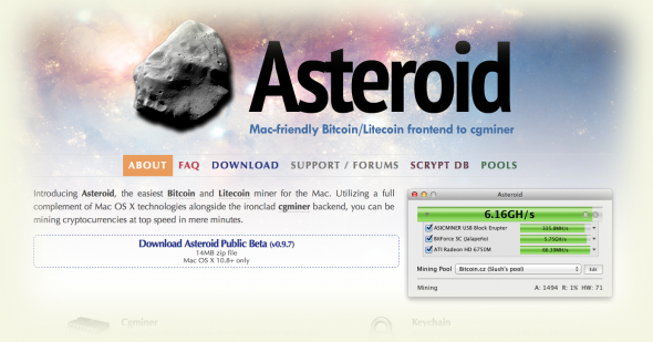 Asteroid - Bitcoin and Litecoin Mining for Mac